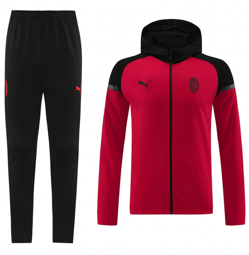 AC Milan 23/24 Men's Red-Black Long Zip Hoodie