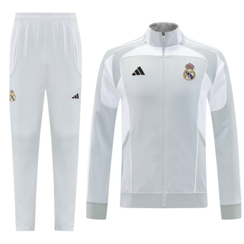 Real Madrid 25/26 Men's Gray Long Zip Jacket