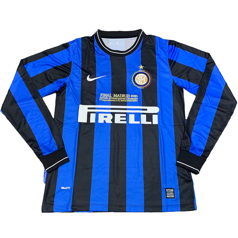 Inter Milan 09/10 Men's Home Long Sleeve Retro Shirt UCL Edition
