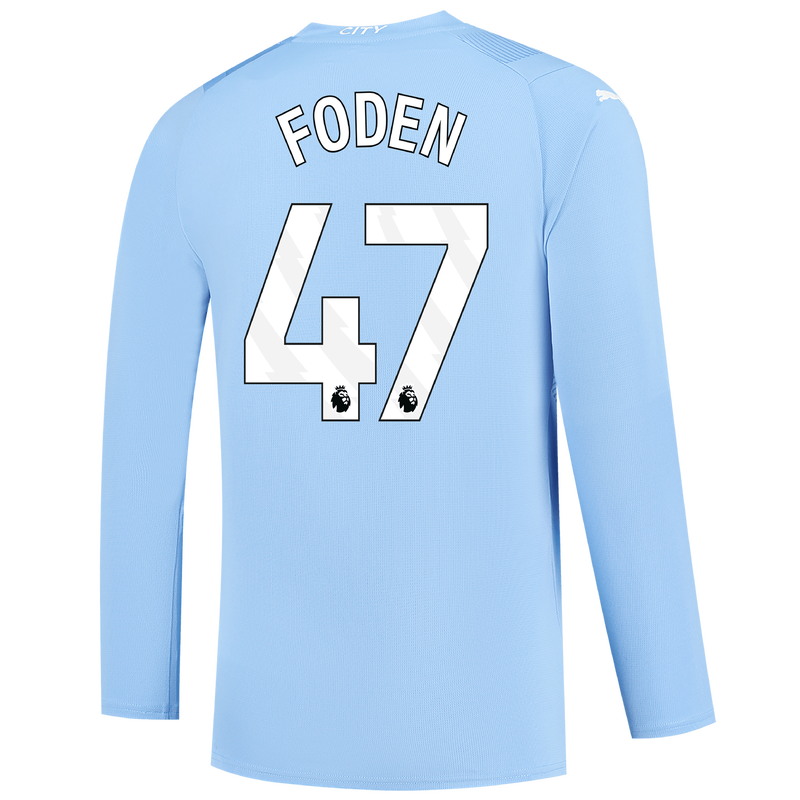FODEN #47 Manchester City 23/24 Men's Home Long Sleeve Shirt - PL Font