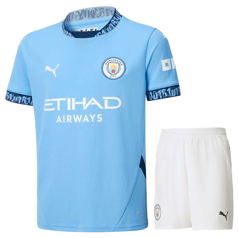 Manchester City 24/25 Kid's Home Shirt and Shorts