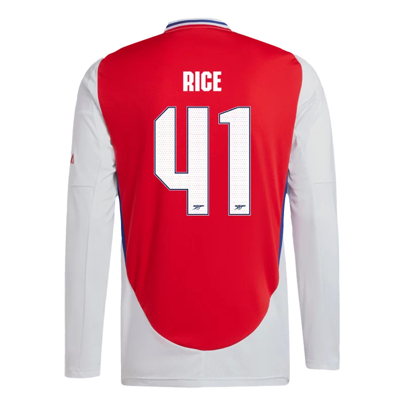 RICE #41 Arsenal 24/25 Men's Home Long Sleeve Shirt - Arsenal Font