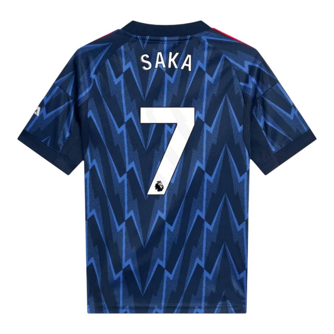 SAKA #7 Arsenal 25/26 Kid's Away Mini-Kit - PL Font