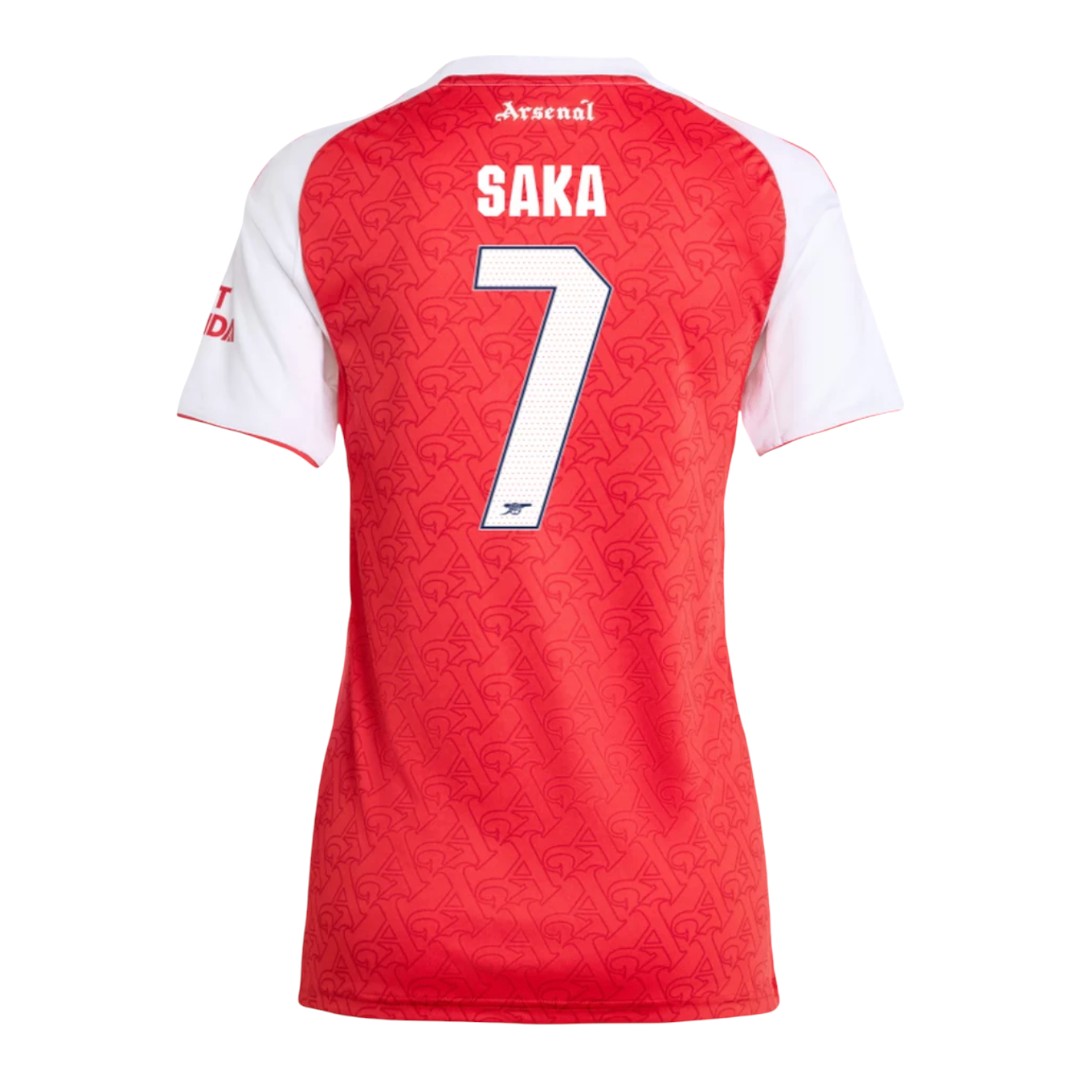 SAKA #7 Arsenal 25/26 Women's Home Shirt - Arsenal Font