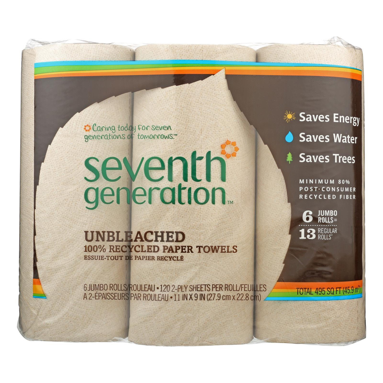 Seventh Generation Recycled Paper Towels White Case Of 4 140 Sheets