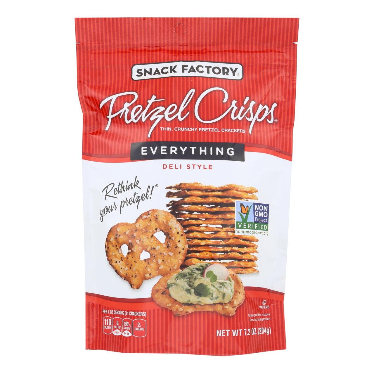 Pretzel Crisp Pretzel Crisps Everything Case Of 12 7.2 Oz.