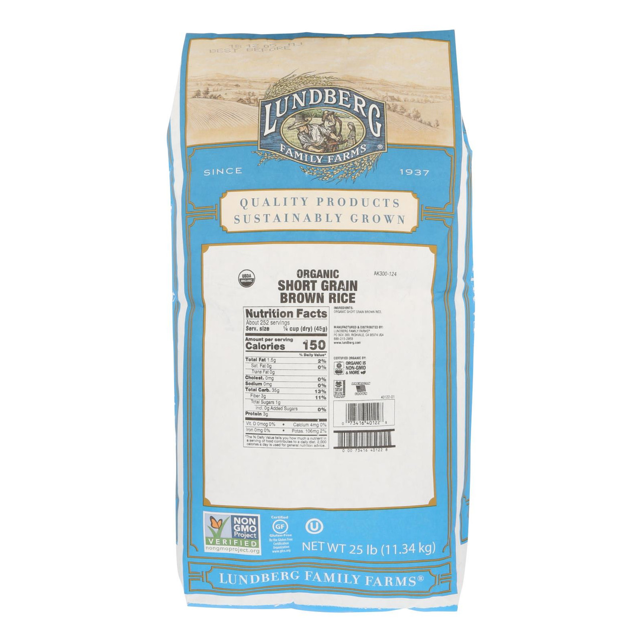 Lundberg Farms Org Med Brown Golden Rose Rice (1x25lb)