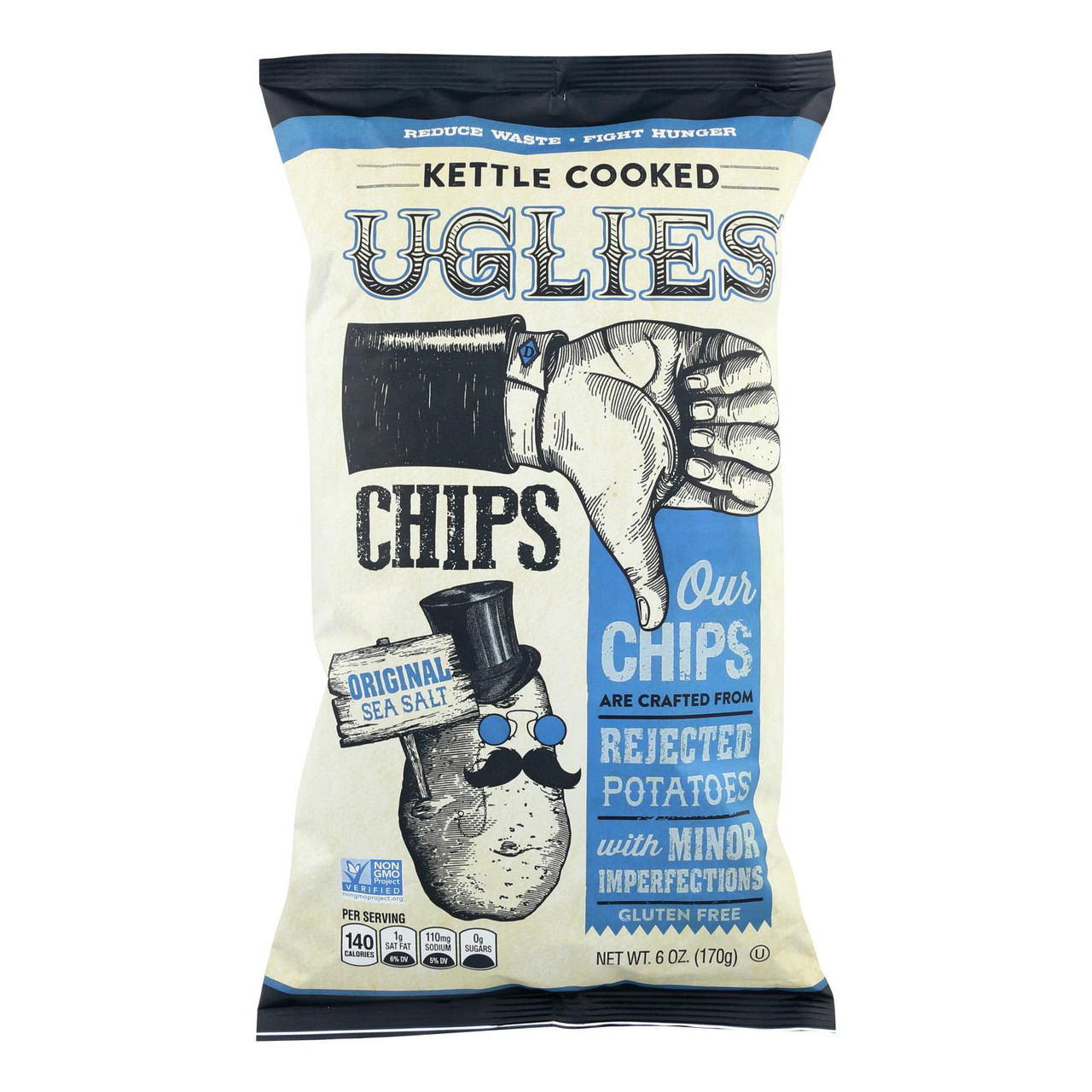 Uglies Pot Chips Original Sea Salt Ktle Case Of 12 6 Oz