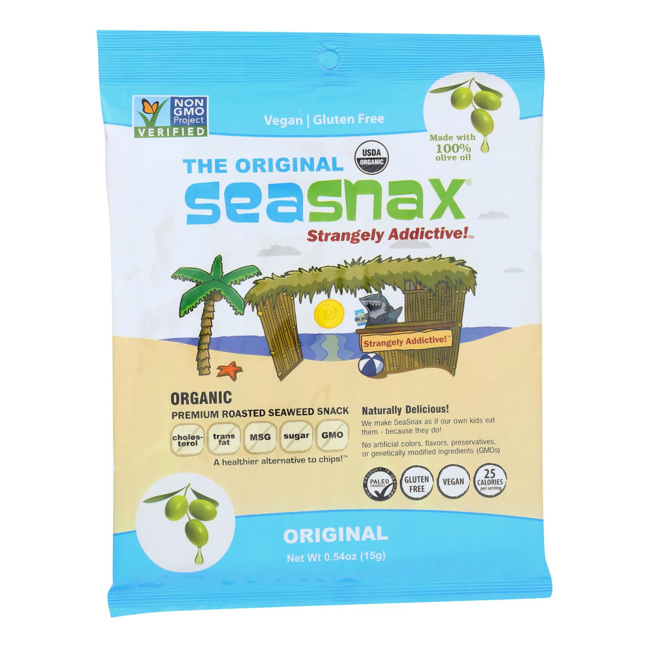 Seasnax Organic Original Roasted Seaweed - 24 Pack