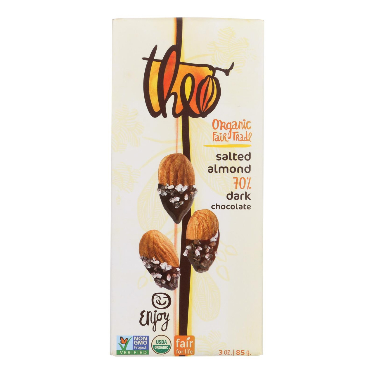 Theo Organic Dark Chocolate Bars - Salted Almond - 12 Pack main image 1