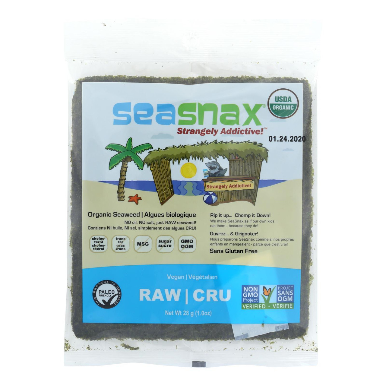 Seasnax Organic Seaweed Snack - Original - Case of 12 - 1.08 oz