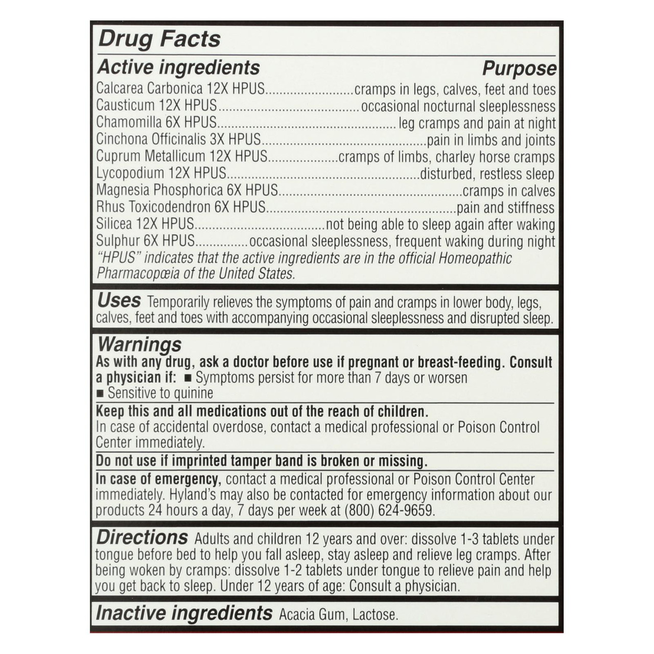 Hyland's Leg Cramps PM - Homeopathic Nighttime Relief Tablets, 50 Count