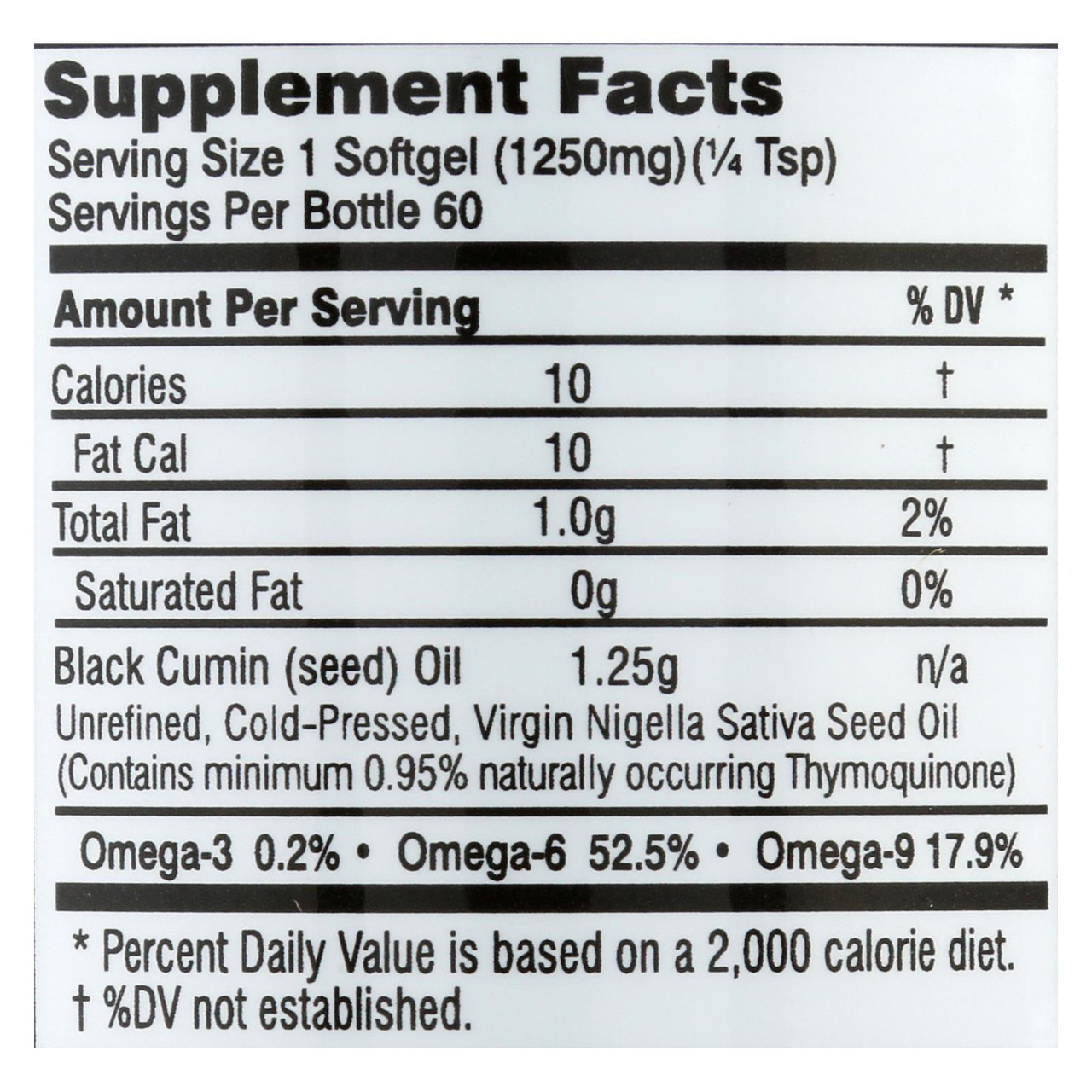 Premium Black Seed Oil - 100% Pure Cold-Pressed - 1,250 MG (60 Softgels) by  Amazing Herbs at the Vitamin Shoppe