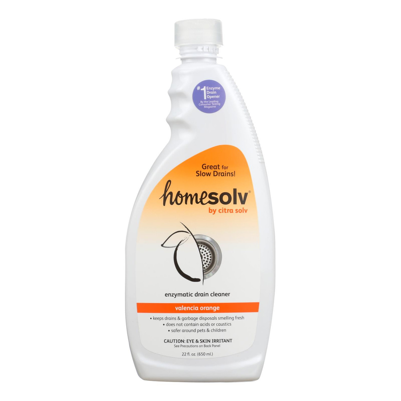 Homesolv CitraDrain Drain Cleaner, Natural Enzyme, Valencia Orange - 22 fl oz
