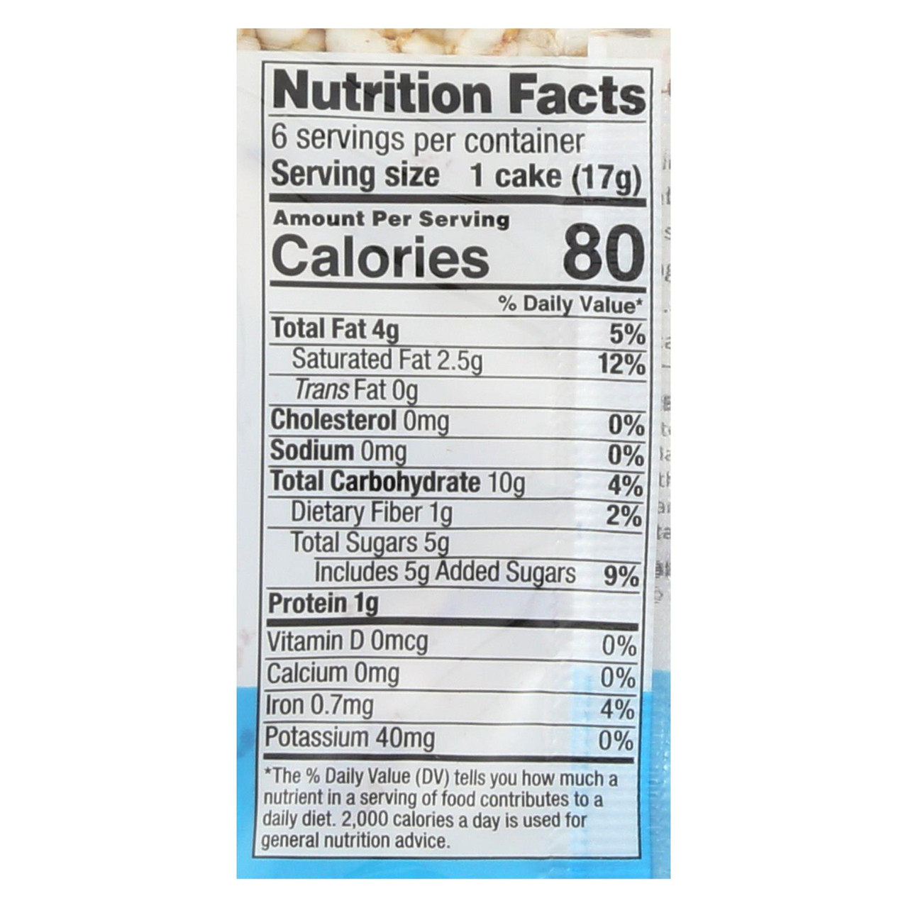 Calories in Quaker Rice Cakes - Lightly Salted and Nutrition Facts