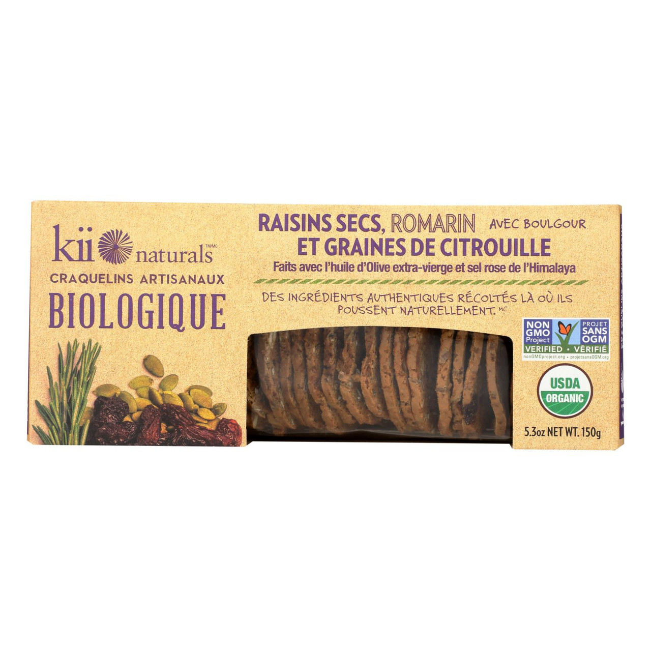 Kii Naturals Organic Raisin Rosemary Pumpkin Seed Artisan Crisps Case Of 6 5 3 Oz