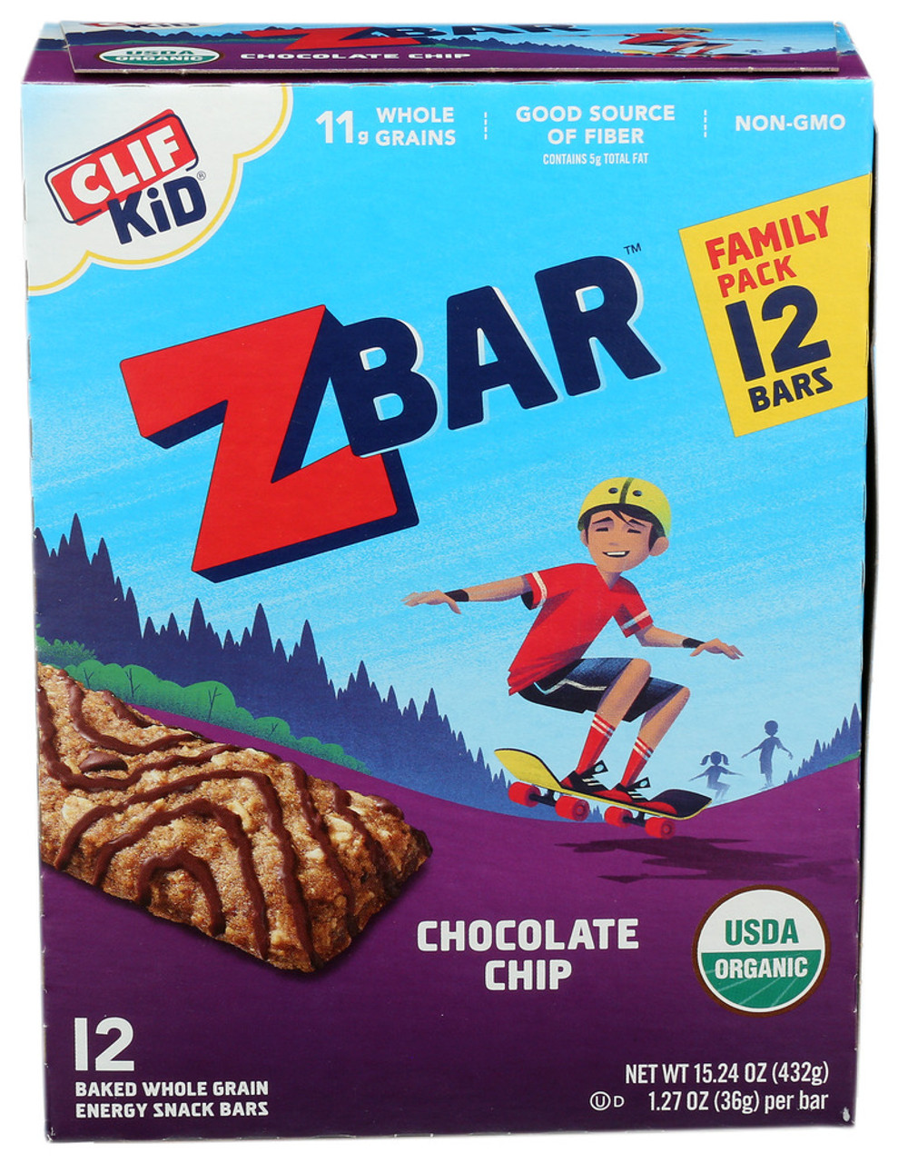 Clif Kid Zbar Choc Chip 12pc - Case of 6 - 15.24 OZ - Pure
