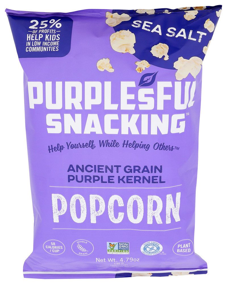 popcorn in purple bag