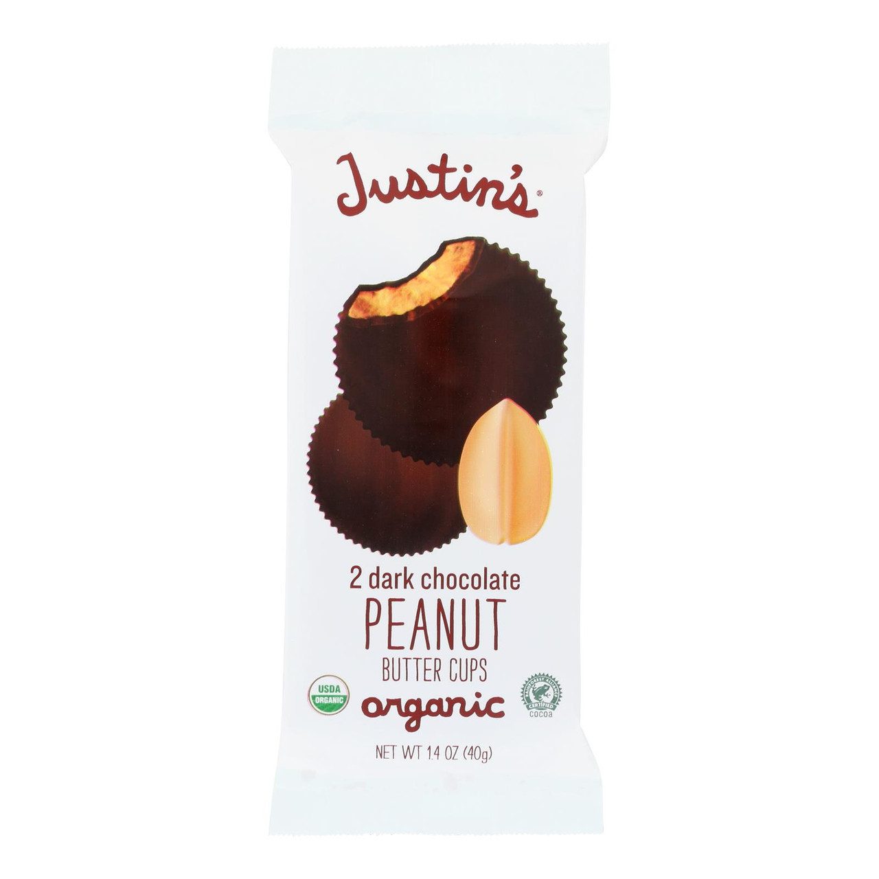 Justin's Organic Dark Chocolate Cashew Butter Cups - Pack Of 12, Gluten-Free & Rainforest Certified