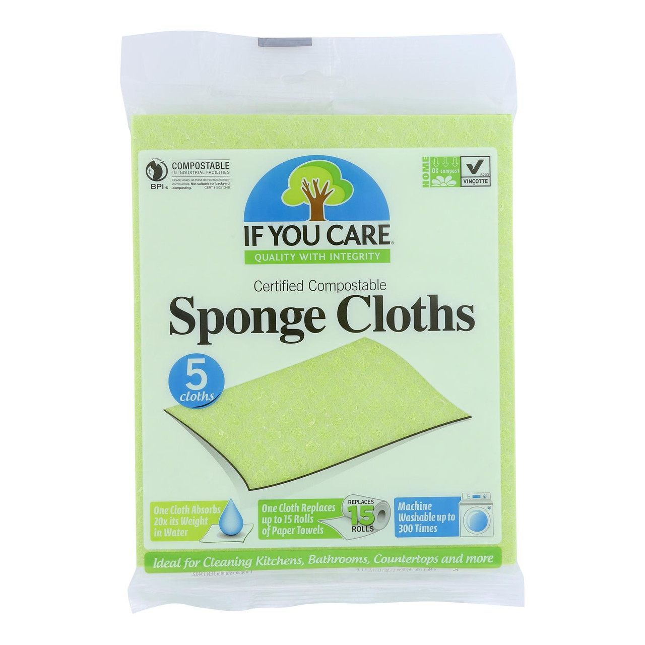  If You Care Sponge Cloths – 5 Count – 100% Natural