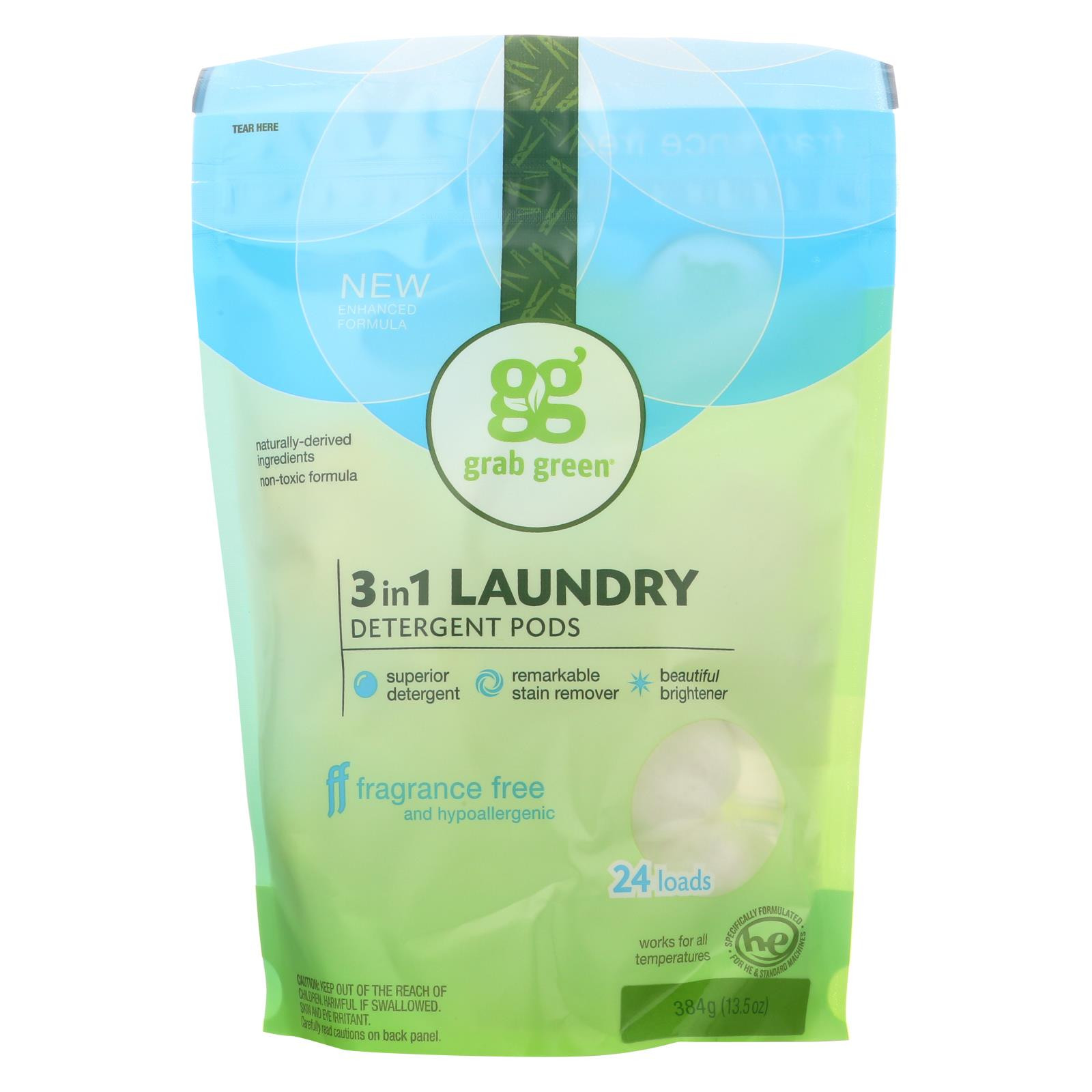 Grab Green Laundry Detergent Fragrance Free Case Of 6 32 Count