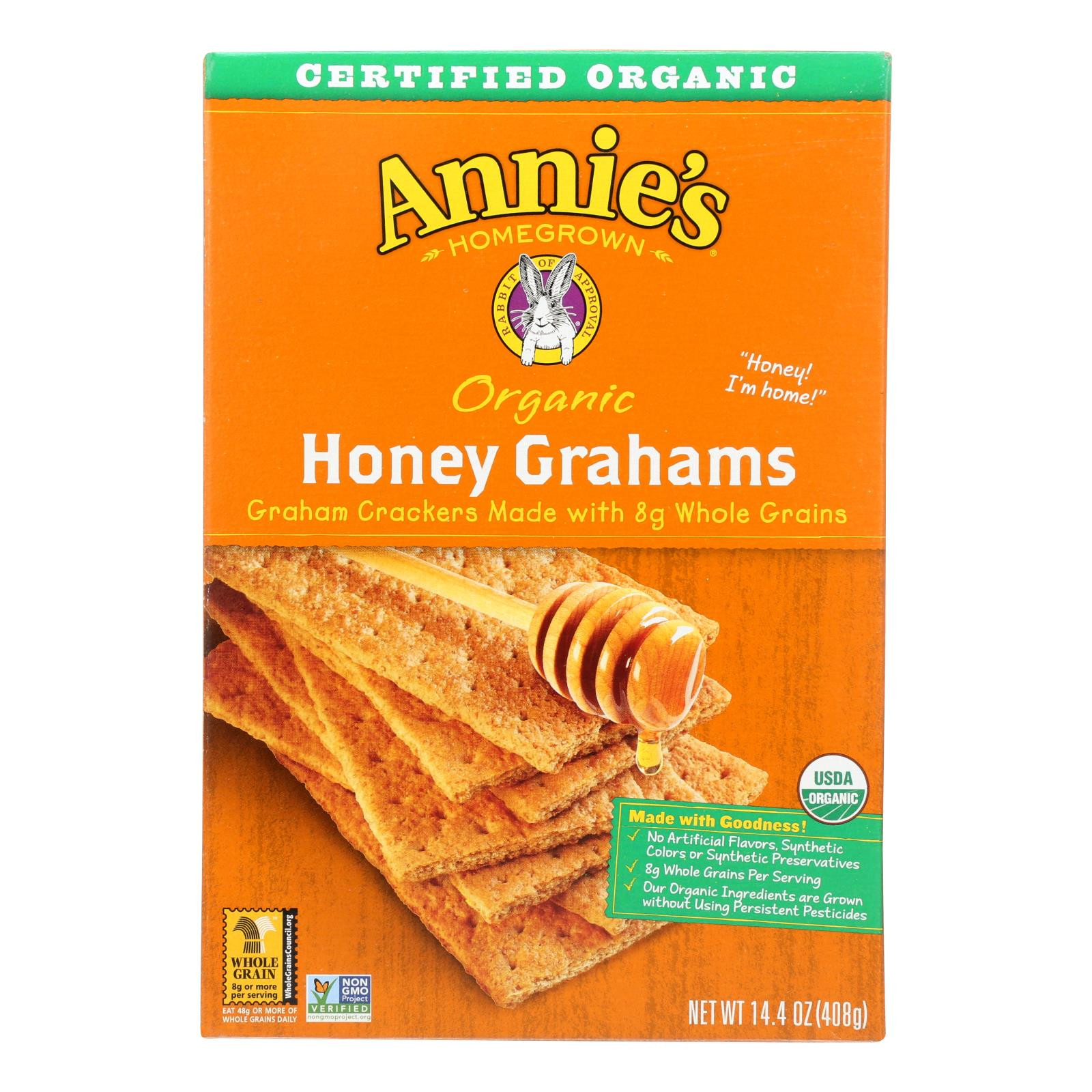 Annie's Homegrown Organic Honey Graham Crackers Case Of 12 14.4 Oz.