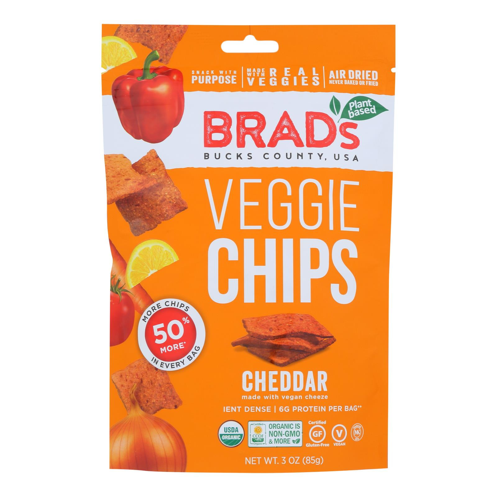 Brad's Raw Foods Raw Chips Cheddar Case Of 12 3 Oz.