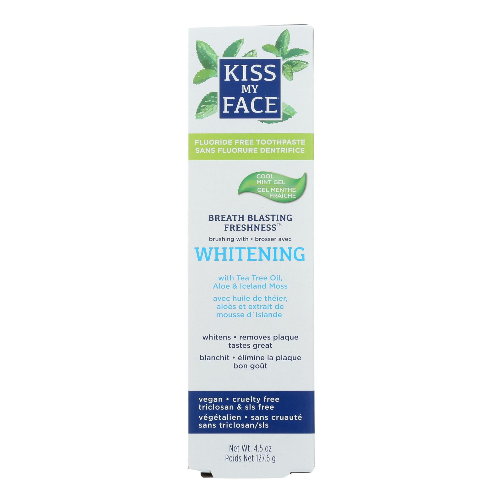 Kiss My Face Toothpaste Triple Action Fluoride Free Gel 4.5 Oz