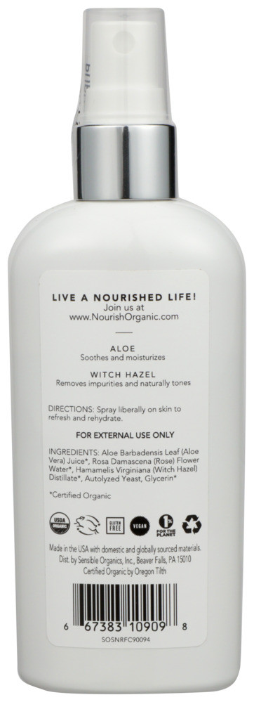 Nourish Organic Face Toner - Refreshing And Balancing - Rosewater And