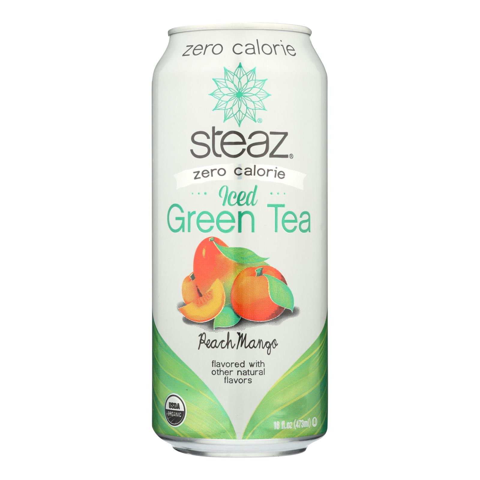 Steaz Zero Calorie Green Tea Peach Mango Case Of 12 16 Fl Oz.