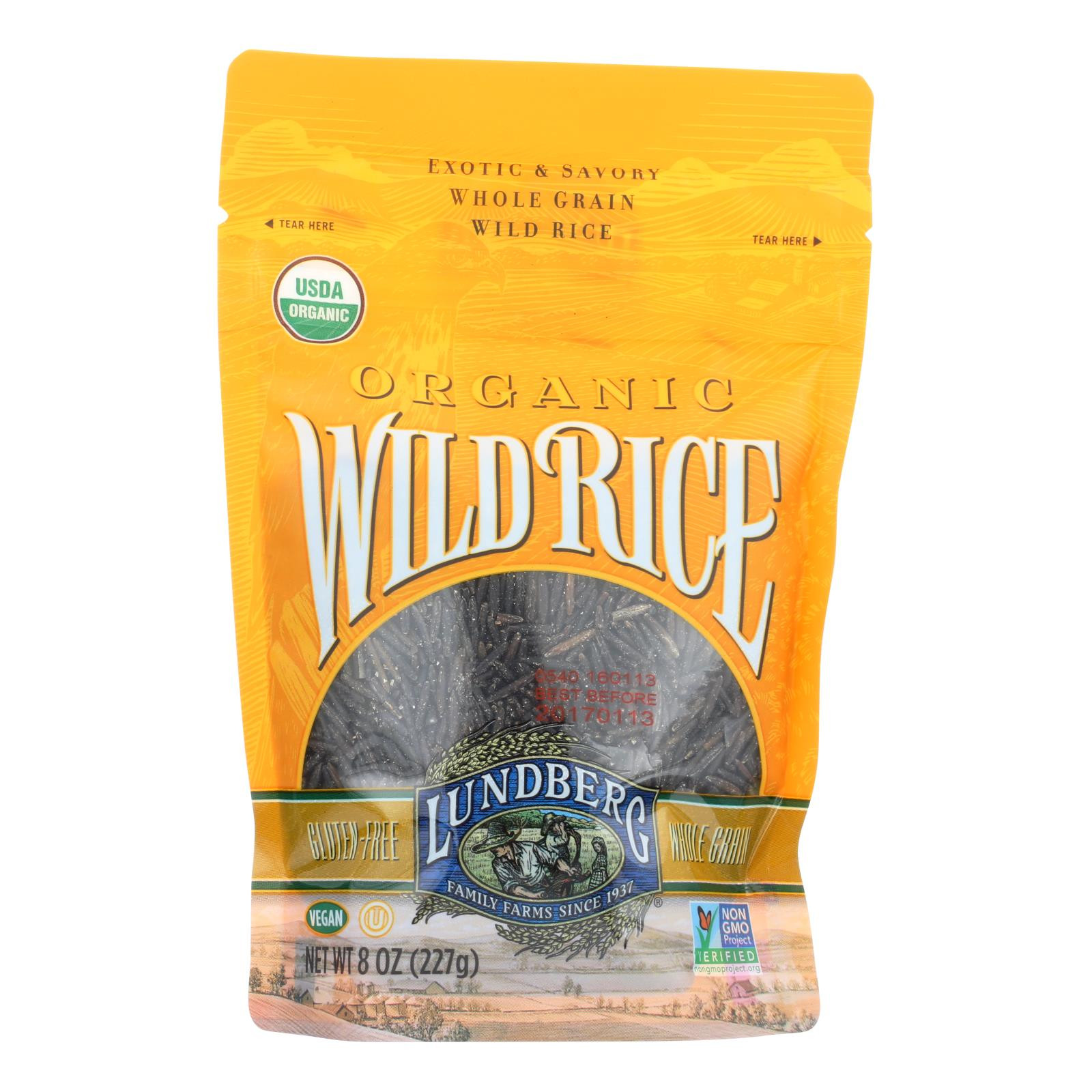 Lundberg Family Farms Organic Whole Grain Original Wild Rice Case Of