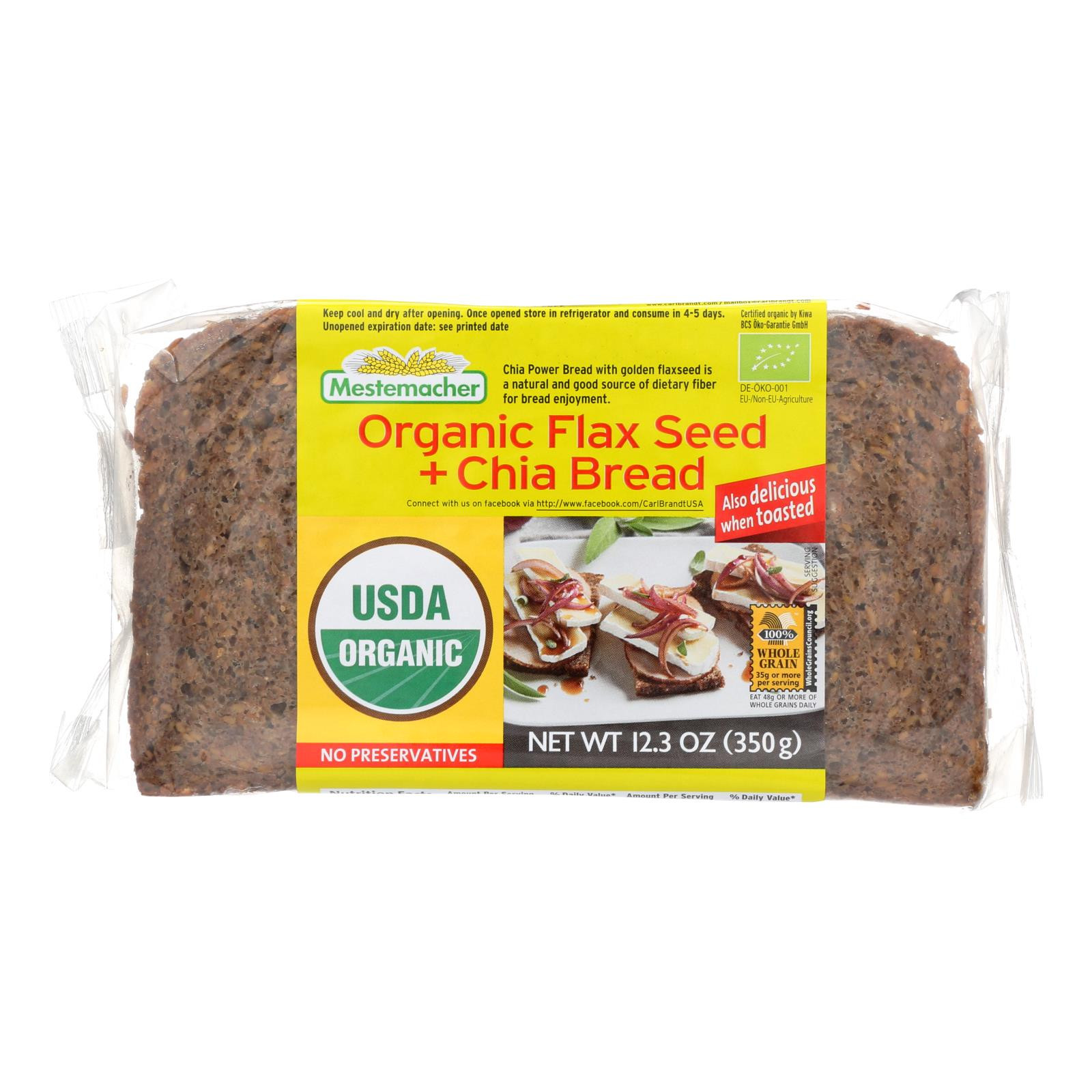 Genuine Bavarian Organic Bread Pumpernickel Case Of 6 17.6 Oz.