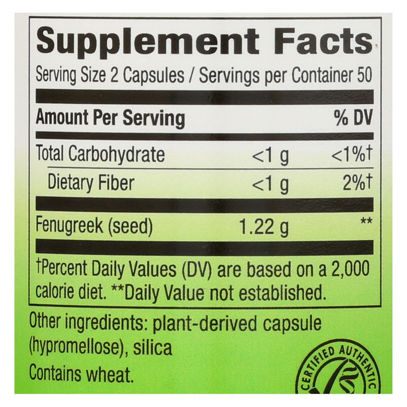 Nature's Way Fenugreek Seed 100 Capsules