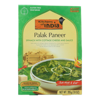 Kitchen Of India Dinner - Spinach With Cottage Cheese And Sauce - Palak Paneer - 10 Oz - Case Of 6