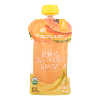 Happy Baby Happy Baby Clearly Crafted - Bananas Sweet Potatoes And Papayas - Case Of 16 - 4 Oz.