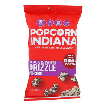 Popcorn Indiana Drizzled Kettlecorn - Black & White - Case Of 12 - 6 Oz
