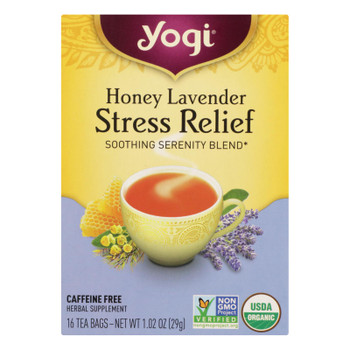 Yogi Stress Reliefherbal Tea Caffeine Free Honey Lavender - 16 Tea Bags - Case Of 6