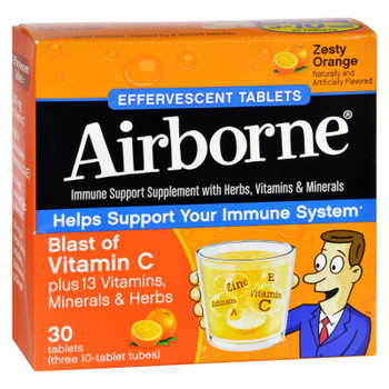 Airborne - Effervescent Tablets Vitamn C - Zesty Orange - 10 Tablets - 3 Pack