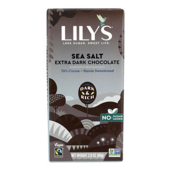 Lily's Sweets Chocolate Bar - Dark Chocolate - 70 Percent Cocoa - Sea Salt - 2.8 Oz Bars - Case Of 12