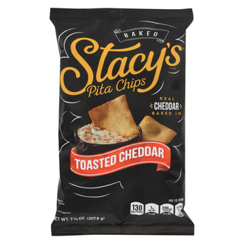 Stacy's Pita Chips - Toasted Cheddar - Case Of 12 - 7.33 Oz.