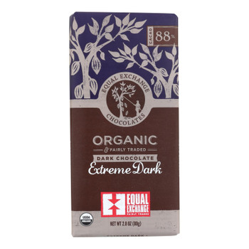 Equal Exchange Organic Chocolate Bar - Extreme Dark - Case Of 12 - 2.8 Oz.