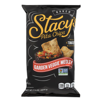 Stacy's Pita Chips Garden Veggie Medley Pita Chips - Veggie - Case Of 12 - 7.33 Oz.