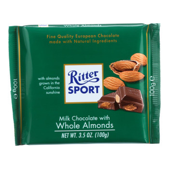 Ritter Sport Chocolate Bar - Milk Chocolate - Whole Almonds - 3.5 Oz Bars - Case Of 11