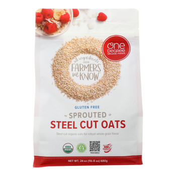 One Degree Organic Foods Organic Steel Cut Oats - Sprouted - Case Of 4 - 24 Oz