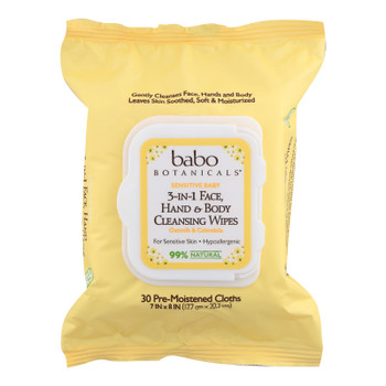 Babo Botanicals - Hand And Body Cleansing Wipes - Oatmilk And Calendula - Case Of 4 - 30 Count