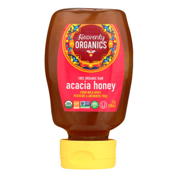Heavenly Organics Honey - 100% Organic Raw Acacia Squeeze Honey - Case Of 6 - 12 Oz.