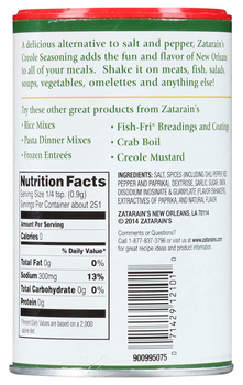 Zatarain's Seasoning - Creole - Case Of 12 - 8 Oz