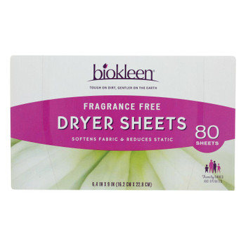 Biokleen - Dryer Sheets Free & Clear - Case Of 6 - 80 Ct