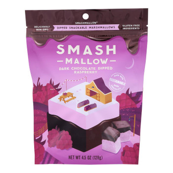 Smashmallow - Marshmallow Snack Dark Chocolate Raspberry - Case Of 10-4.5 Oz