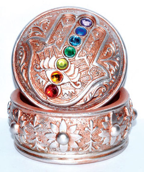3" Hamsa W Chakra Stones Box 3" Hamsa W Chakra Stones Box
